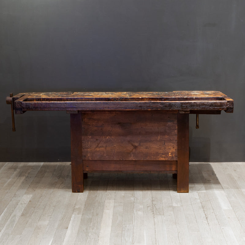 19th c. American Carpenter's Workbench with Drawer c.1880-1900