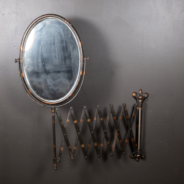Late 19th c. Copper Flashed Barber Shop Scissor Extension Mirror with Knobs c.1800s