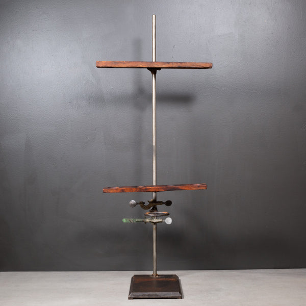 Large Early 20th c. Cast Iron and Wood Laboratory Test Tube and Beaker Stand c.1920