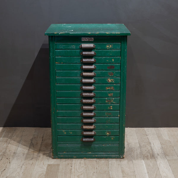 Late 19th c. Industrial Typesetter's 15 Drawer Cabinet c.1890