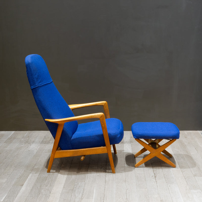 Pair of Midcentury Folke Ohlsson for DUX Reclining Lounge Chairs and Adjustable Ottomans c.1960-ON HOLD