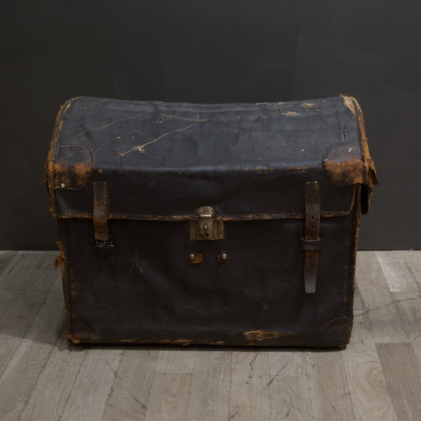 19th c. English Canvas Travel Trunk c.1800s | S16 Home