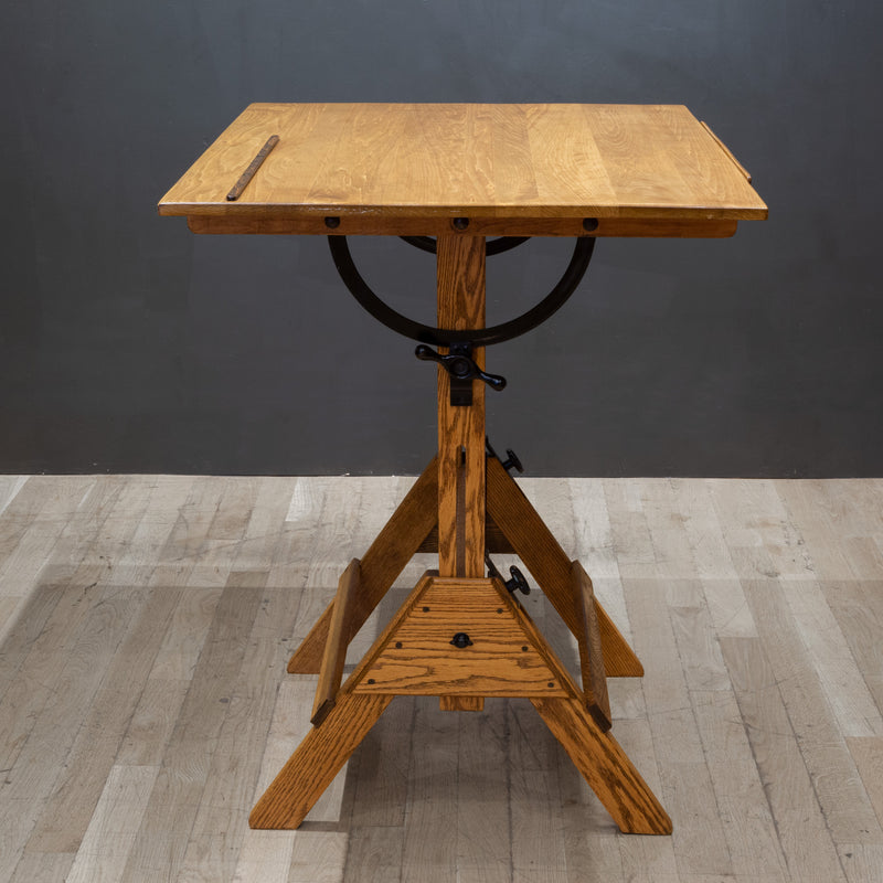 Adjustable Cast Iron and Wood Drafting Table c.1940-1950