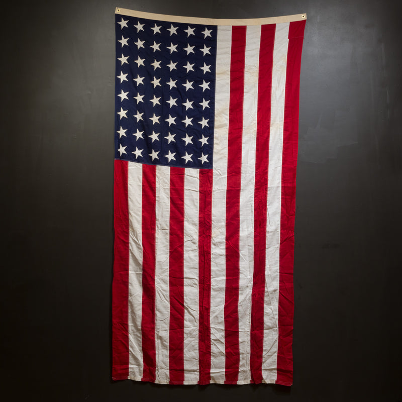 Early 20th c. Monumental "Valley Forge" American Flag with 48 Stars c.1940-1950