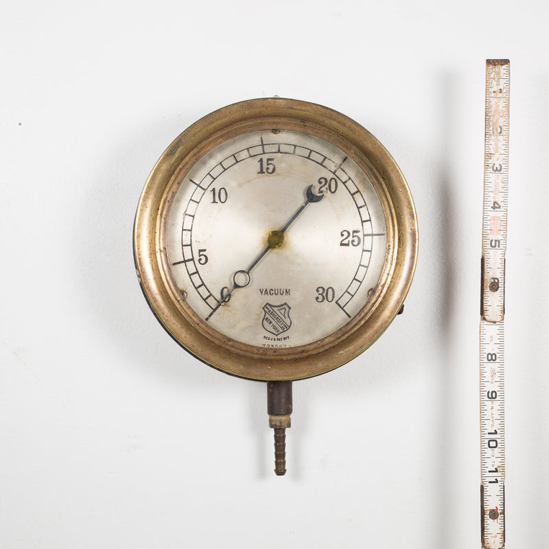 Early 20th c. Brass and Steel Pressure Gauge c. 1920