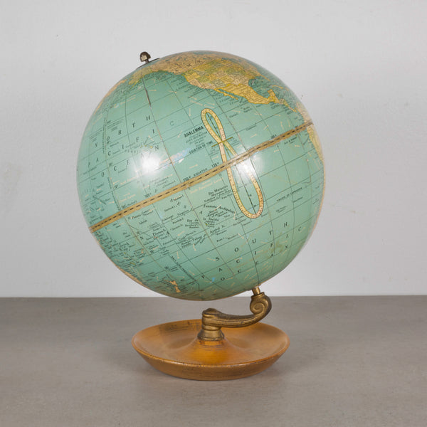 Globe terrestre vintage en bois et métal Cook Origen