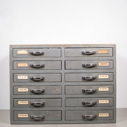 Machinist's Industrial 12 Drawer Wooden Cabinet c.1930