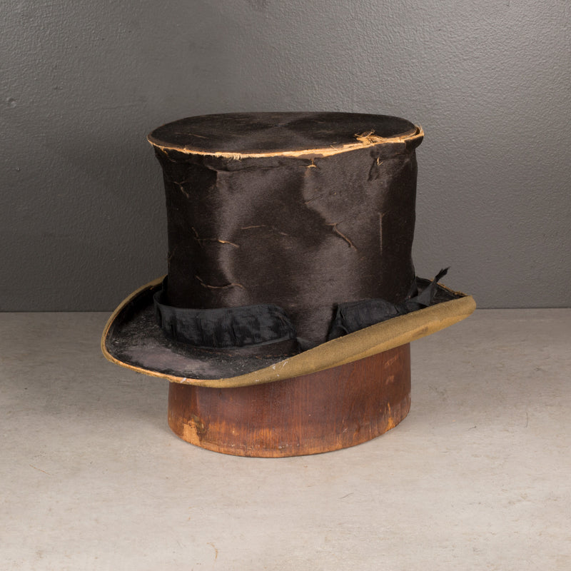 Antique Distressed Silk Top Hat c.1880-1920