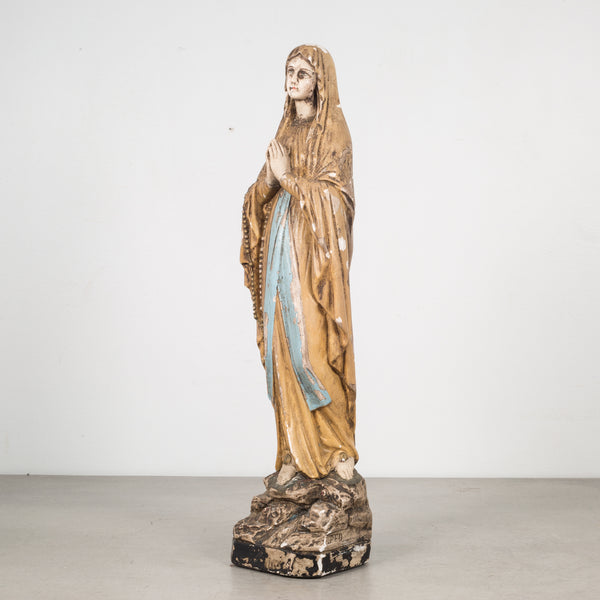 Early 20th c. French Virgin Mary Plaster Statue c.1940