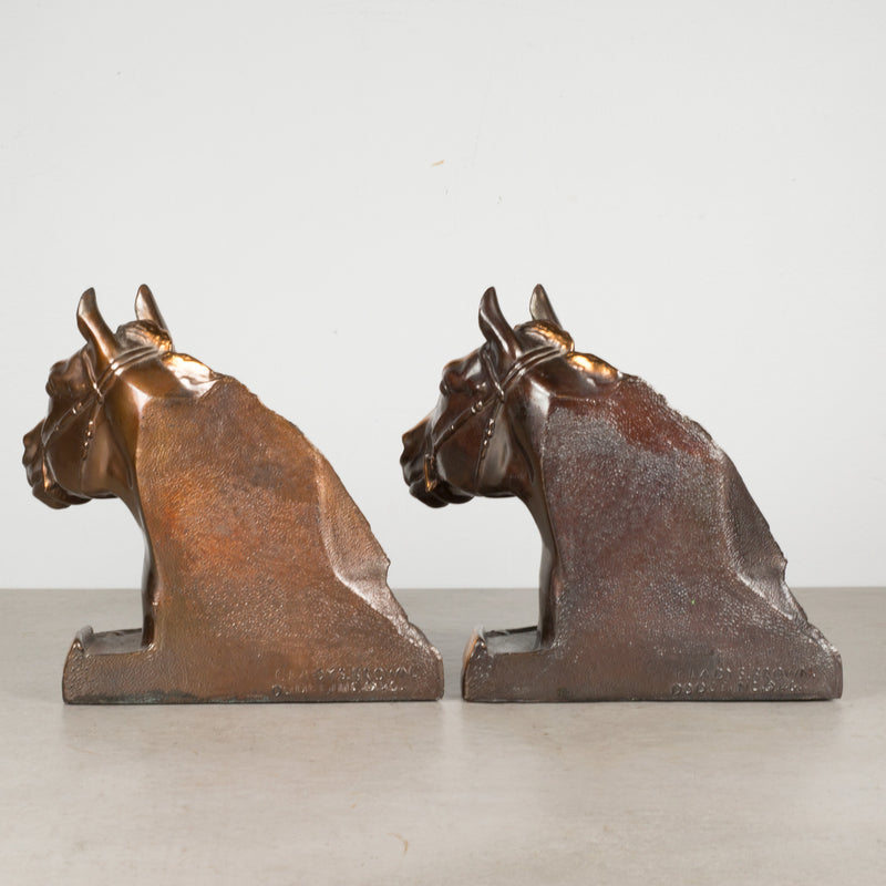 Bronze and Copper Plated Horse Head Bookends by Glady's Brown and Dodge c.1946