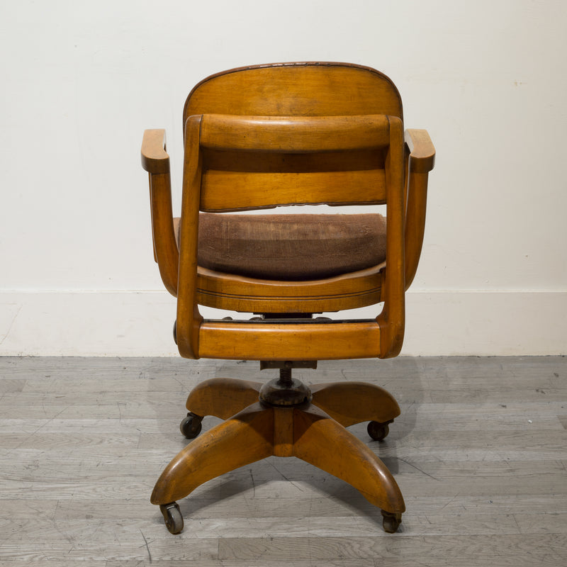 Adjustable Gunlocke Oak Swivel Desk Chair c.1940
