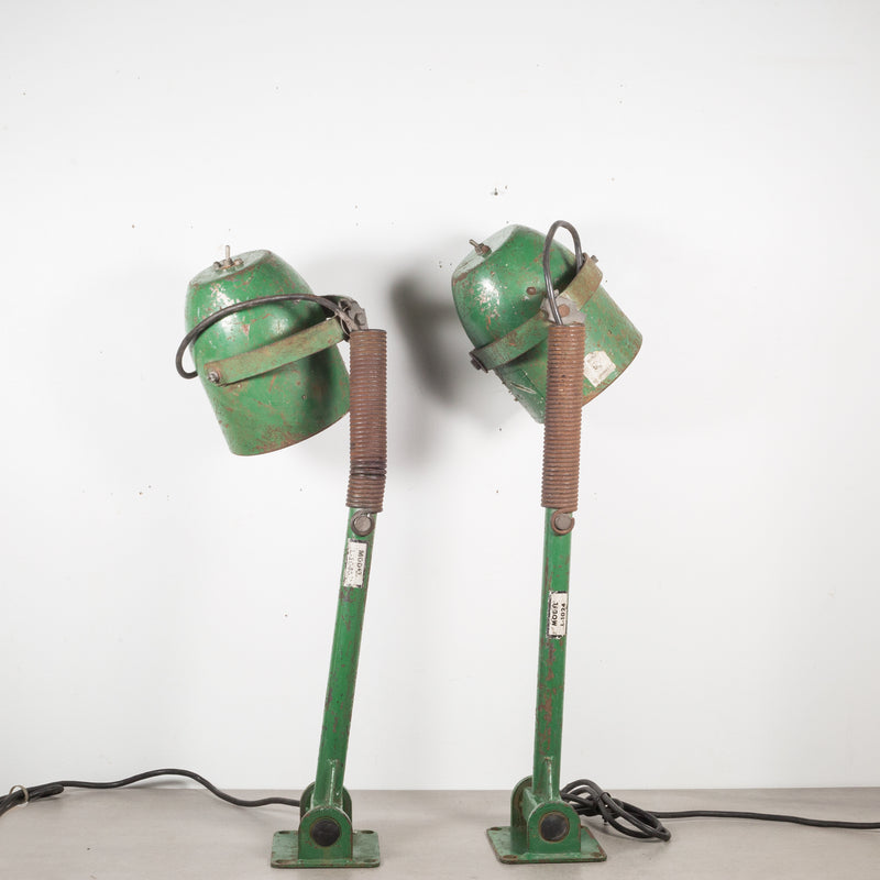 Depression Era Wall Mount Swivel Factory Lights c.1930-Price is for the pair