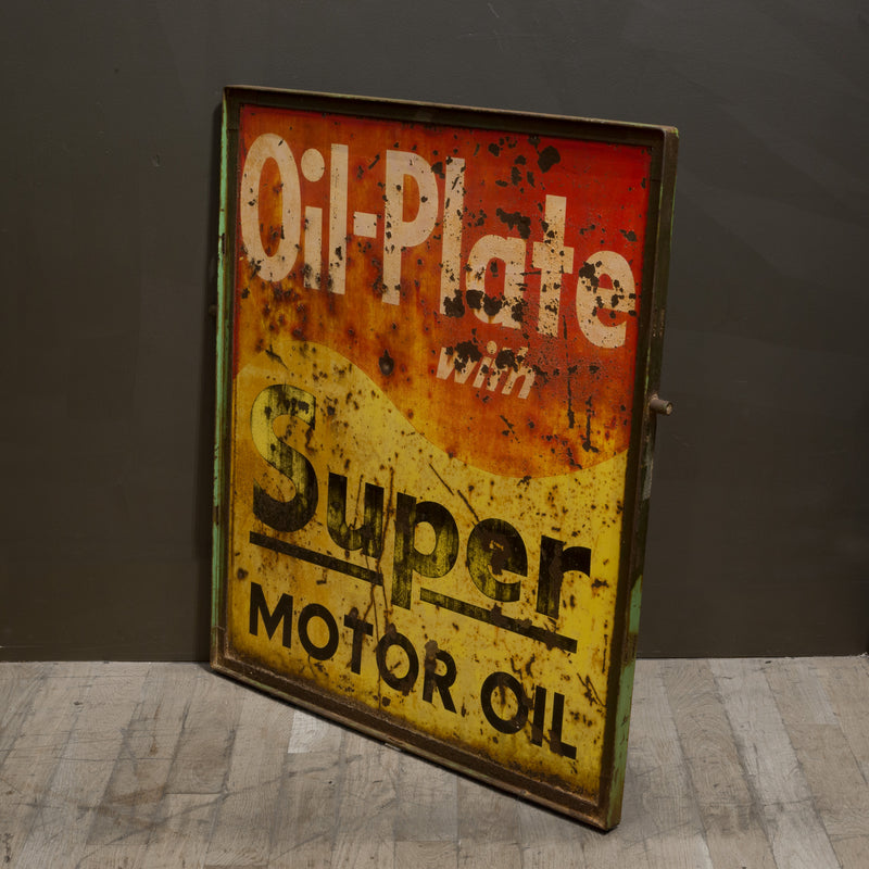 Vintage Double Sided Metal Motor Oil Sign c.1930
