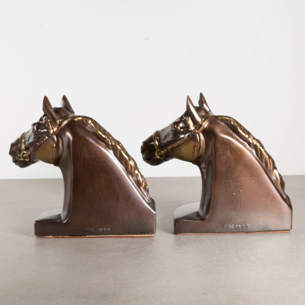 Pair of Brass Horse Head Bookends at 1stDibs
