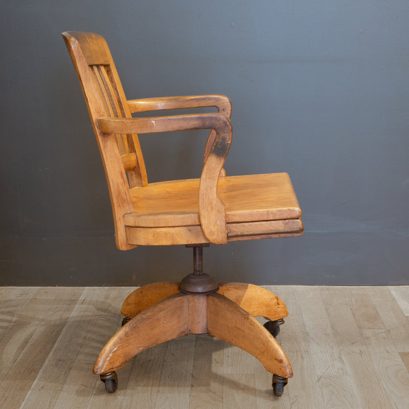 Antique Swivel Oak Desk Chair c. 1940