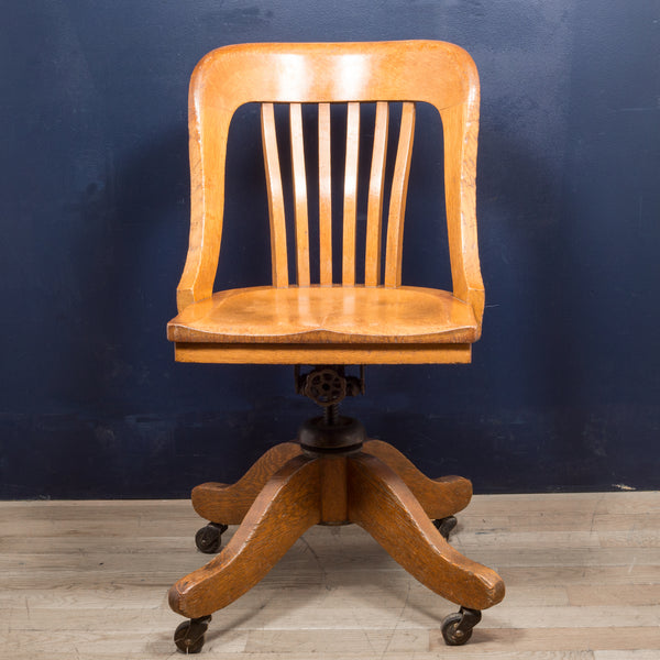 Antique Tiger Oak Swivel Desk Chair c.1900-1920