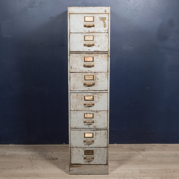 Library Bureau Sole Makers Industrial Factory 8 Drawer Steel File Cabinet c.1940