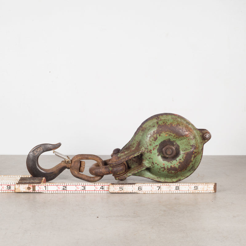 Antique Steel Pulley with Brass Plate c.1900-1930