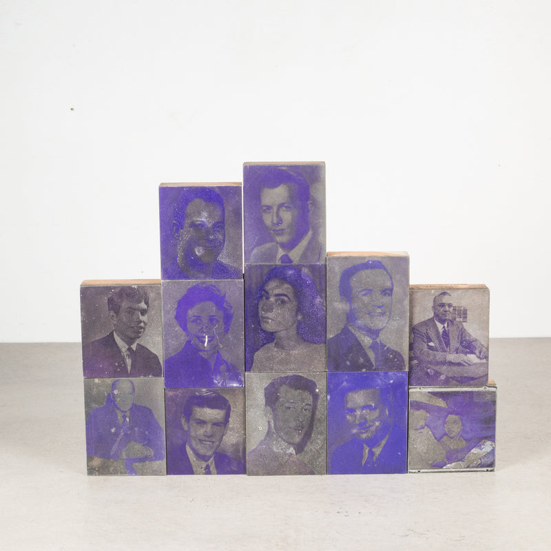 Collection of Purple Typeset Portrait Print Blocks c.1960
