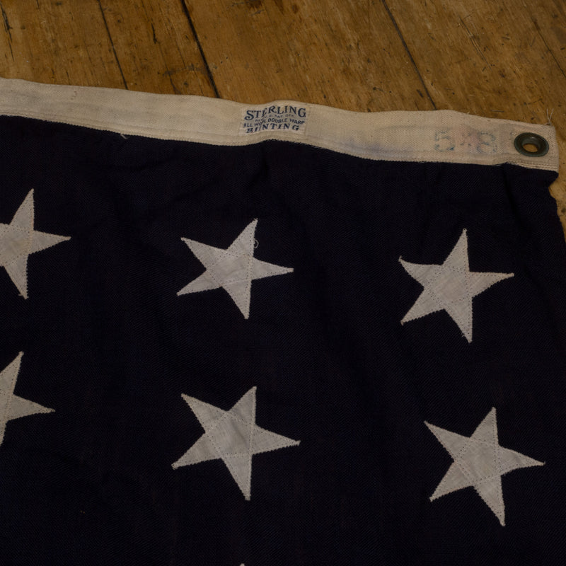 Early 20th c. Monumental Wool "Sterling Bunting" American Flag with 48 Stars c.1940-1950