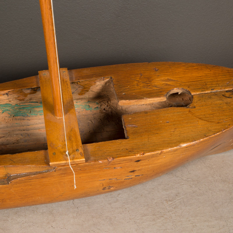 Early 20th c. Hand Carved Wooden Ship Model c.1940