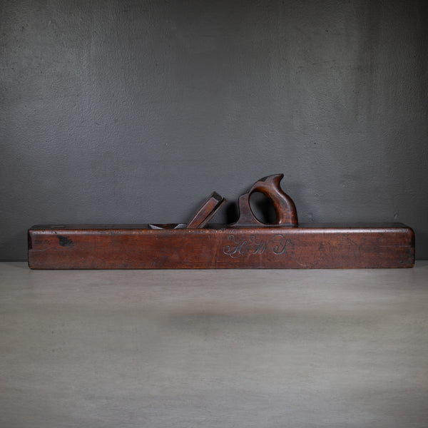 Large 18th c. Monogrammed Cherry Wood Jointer Plane