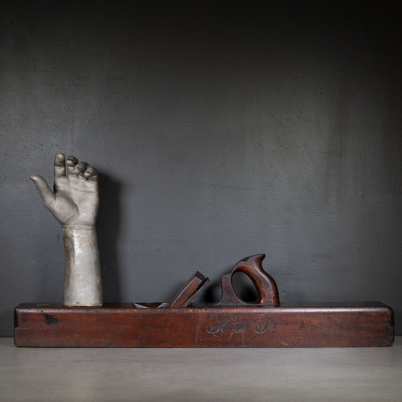 Large 18th c. Monogrammed Cherry Wood Jointer Plane