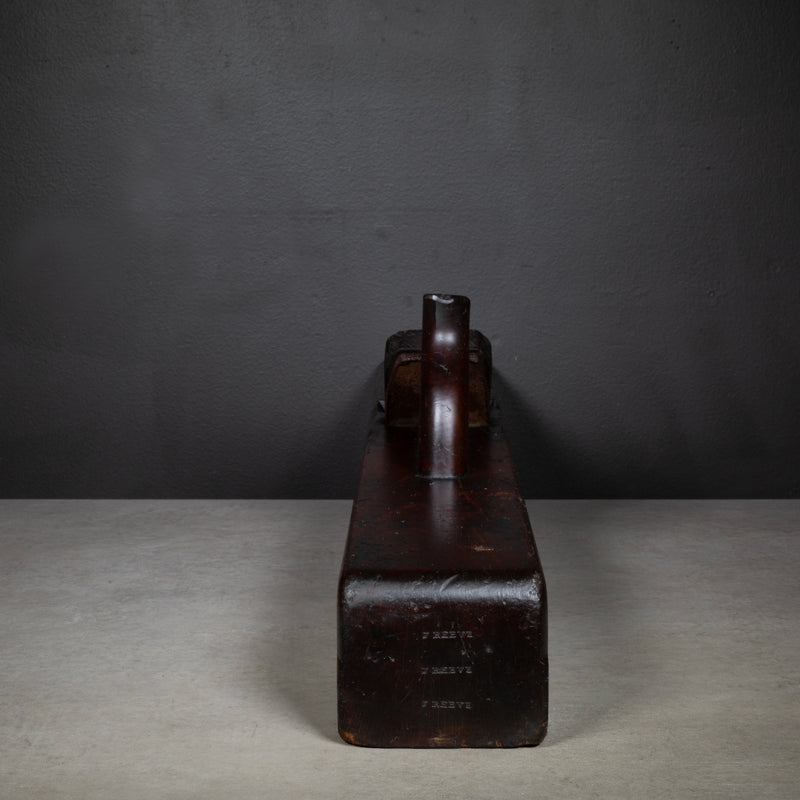 Large 18th c. Monogrammed Cherry Wood Jointer Plane