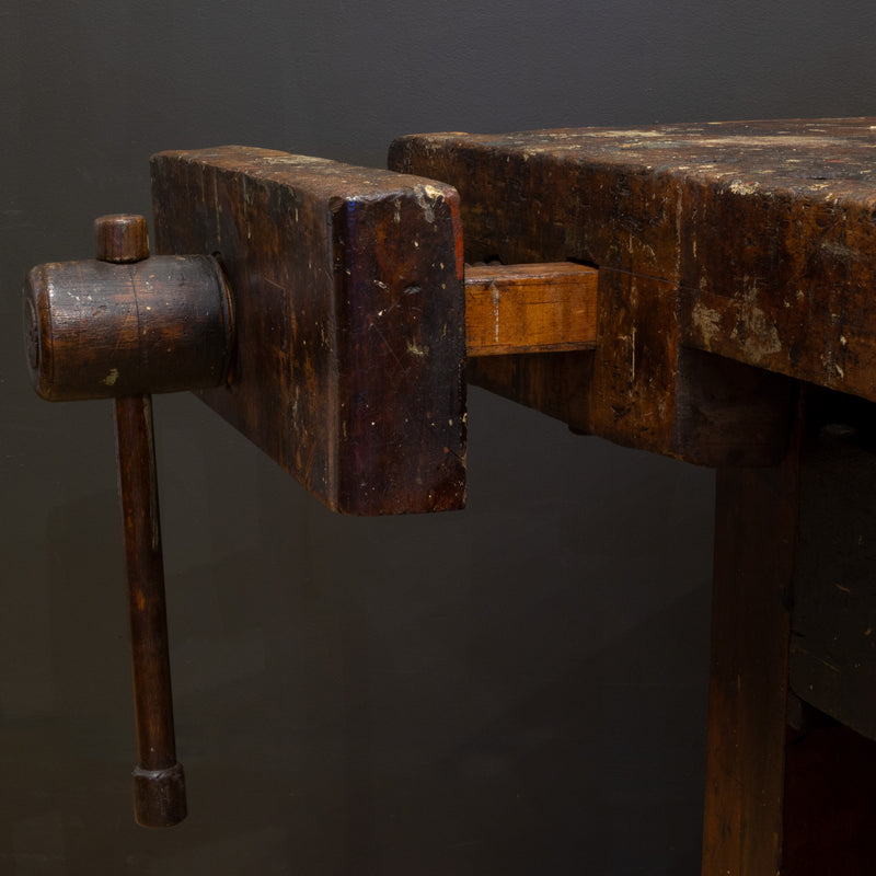 19th c. American Carpenter's Workbench with Drawer c.1880-1900