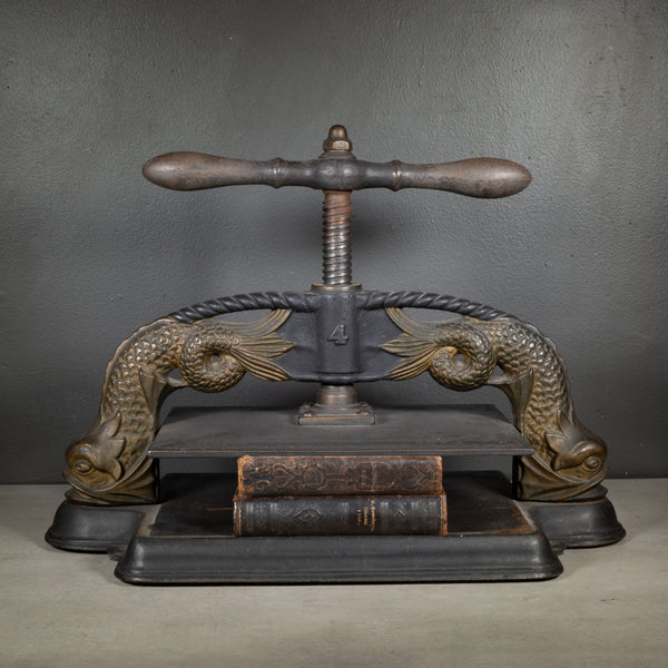 19th c. Cast Iron Sea Serpents Book Press c.1890
