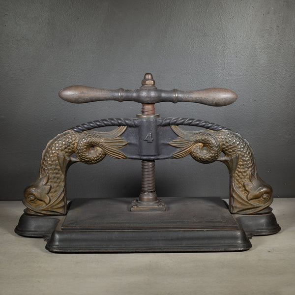 19th c. Cast Iron Sea Serpents Book Press c.1890