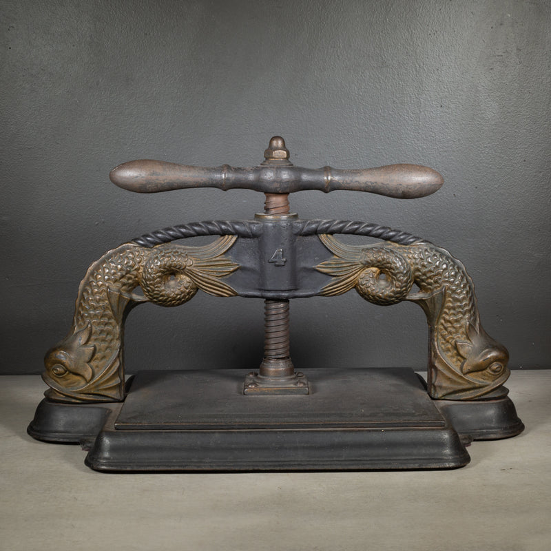 19th c. Cast Iron Sea Serpents Book Press c.1890