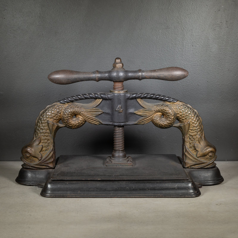 19th c. Cast Iron Sea Serpents Book Press c.1890