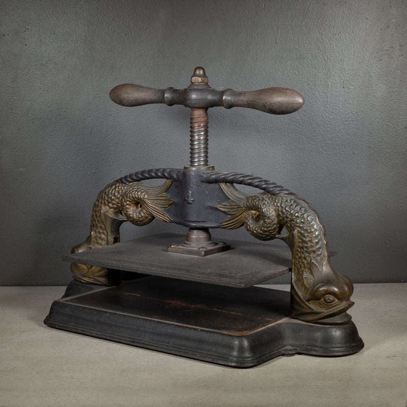 19th c. Cast Iron Sea Serpents Book Press c.1890