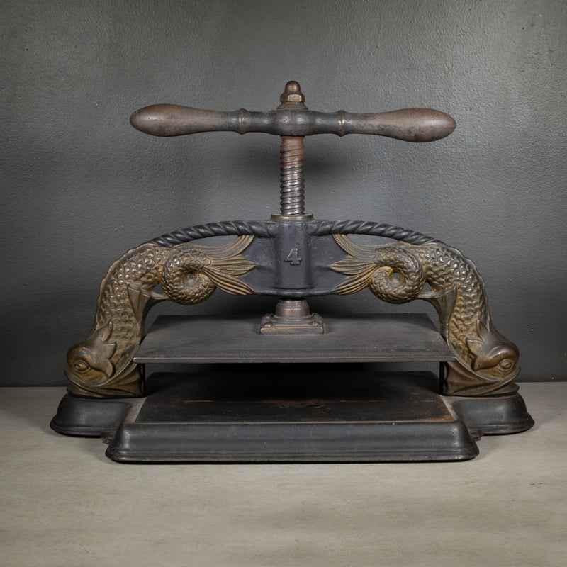 19th c. Cast Iron Sea Serpents Book Press c.1890