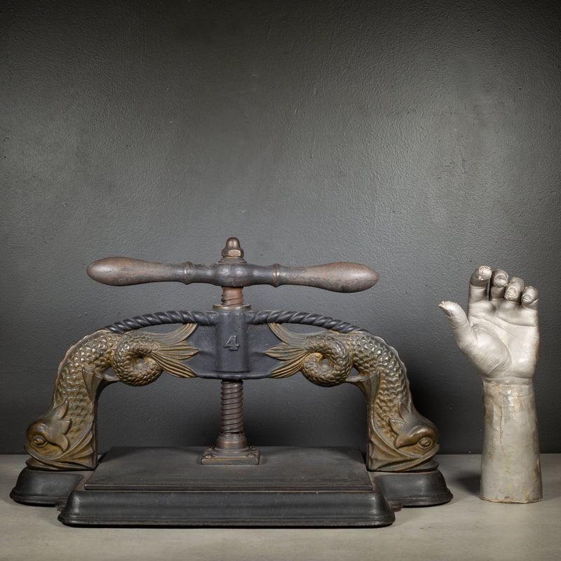 19th c. Cast Iron Sea Serpents Book Press c.1890
