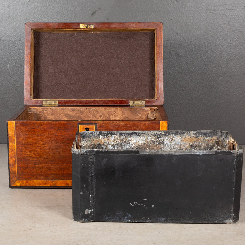 19th c. Inlay Box with Removable Inner Tray c.1800s