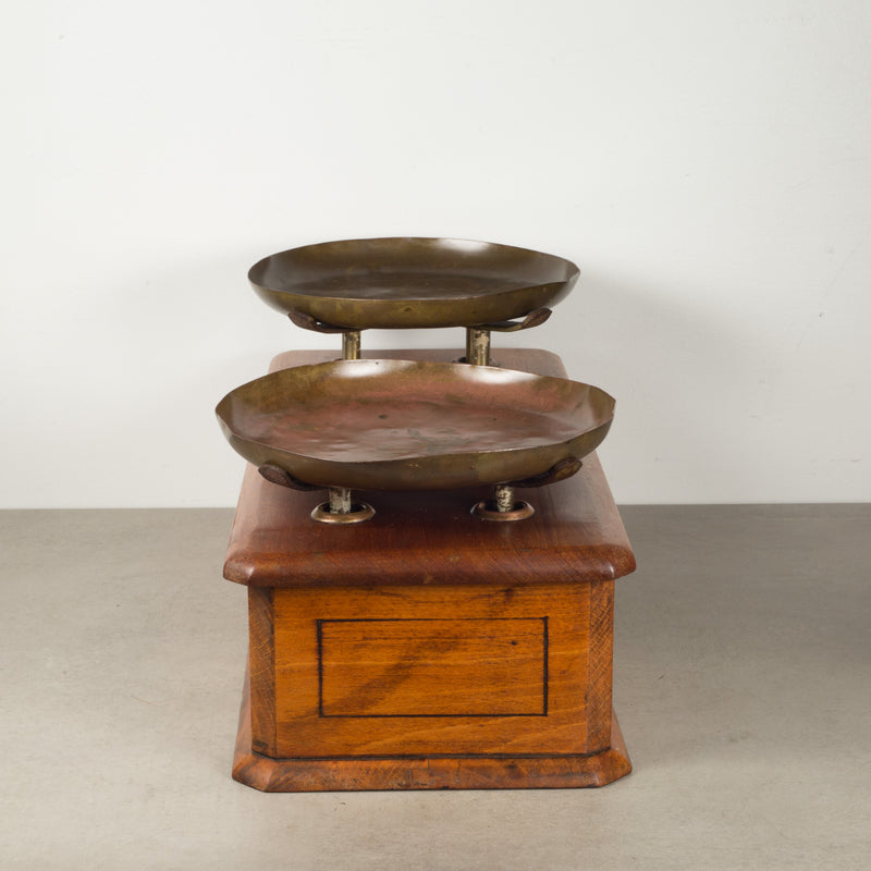 Late 19th c. French Mahogany & Brass Balance Scale c.1870