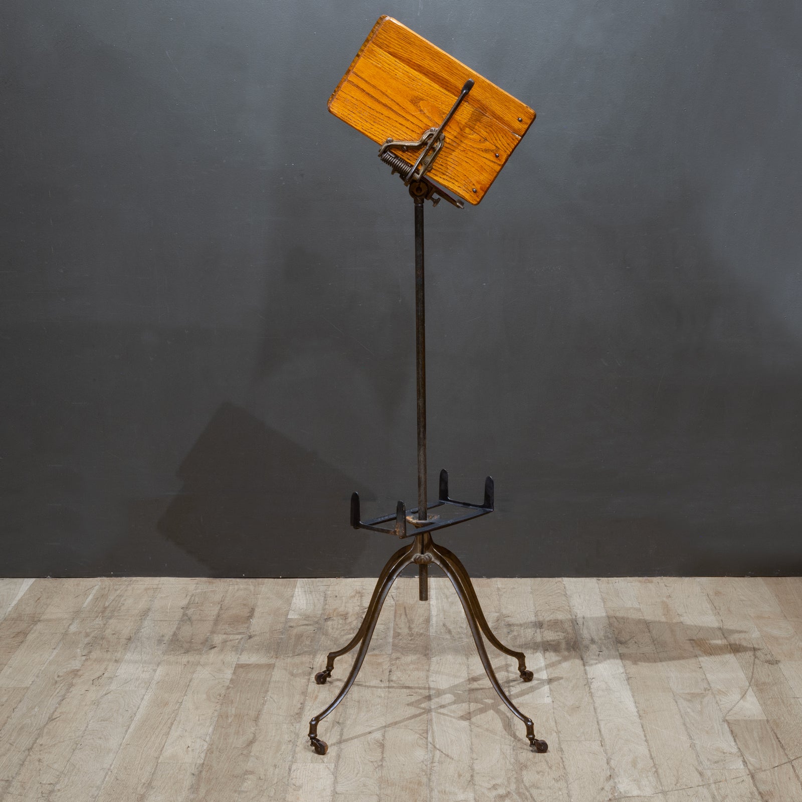 19th c. Cast Iron and Oak Bible or Dictionary Book Stand c.1800s