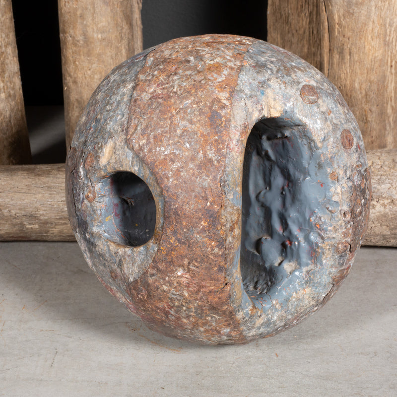 19th c. Hand Carved Lignum Vitae Bowling Ball and Pins c.1800s