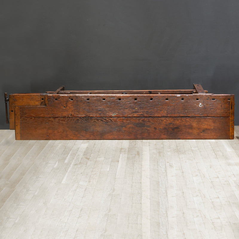 19th c. Monumental American Carpenter's Workbench with Two Drawers c.1850-1890