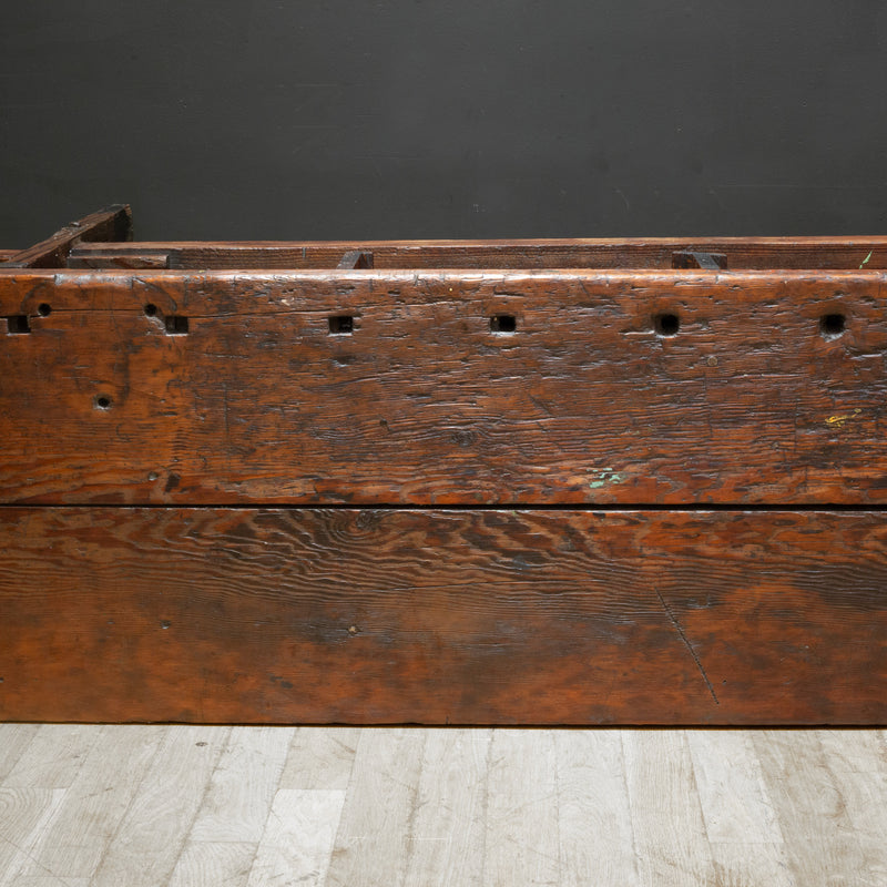 19th c. Monumental American Carpenter's Workbench with Two Drawers c.1850-1890