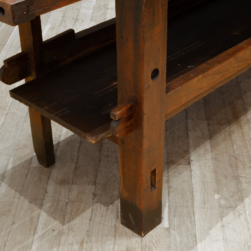 19th c. Monumental American Carpenter's Workbench with Two Drawers c.1850-1890