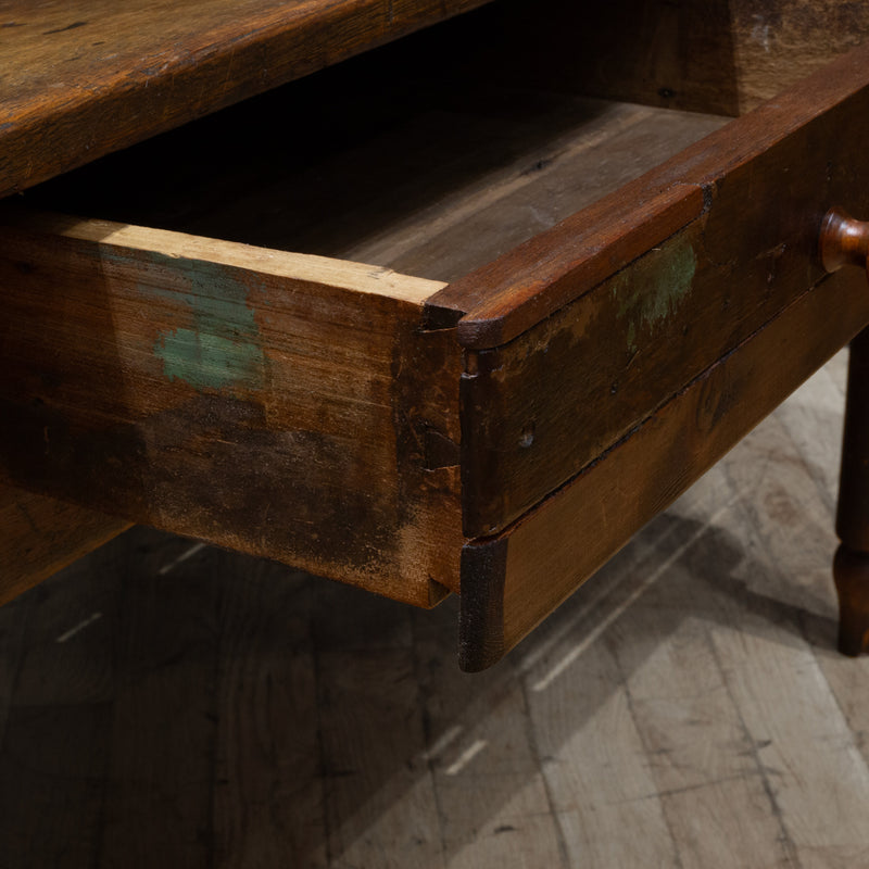 19th c. Rustic Farmhouse Table with Large Drawer c.1820-1880