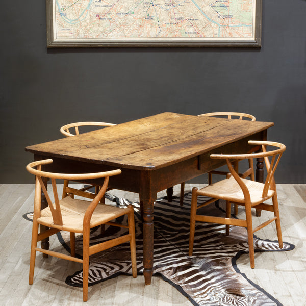 19th c. Rustic Farmhouse Table with Large Drawer c.1820-1880