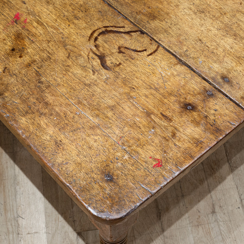 19th c. Rustic Farmhouse Table with Large Drawer c.1820-1880