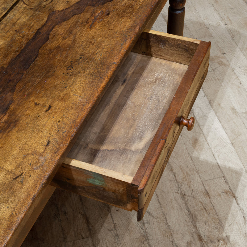 19th c. Rustic Farmhouse Table with Large Drawer c.1820-1880