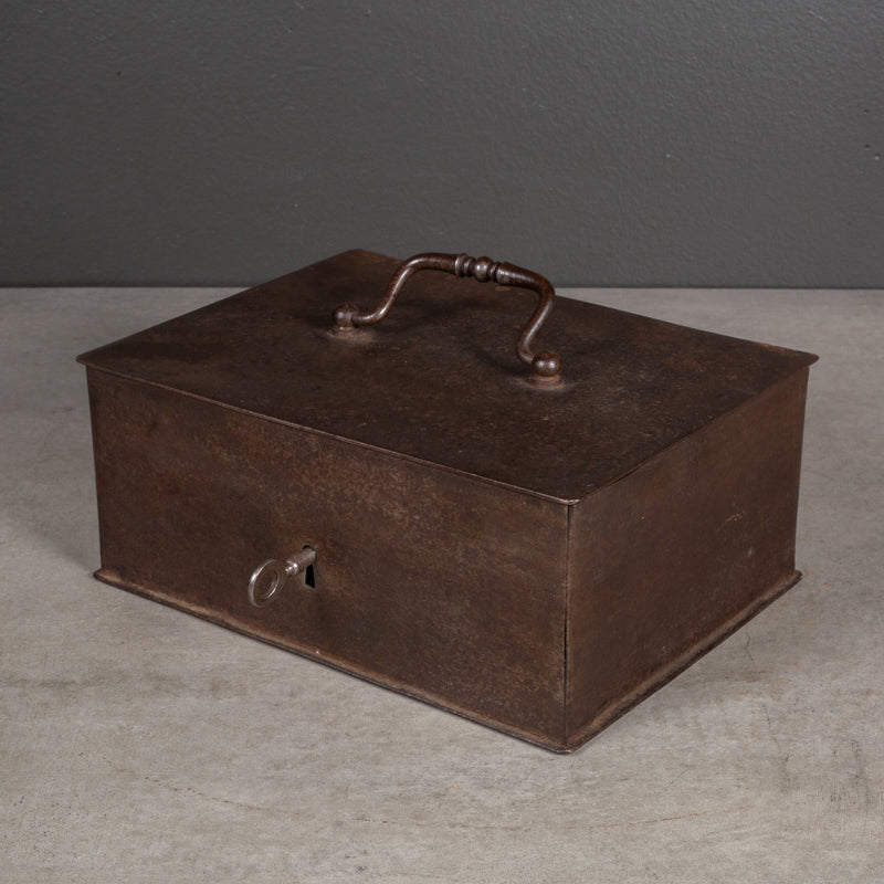 19th c. Steel Lockbox with Key