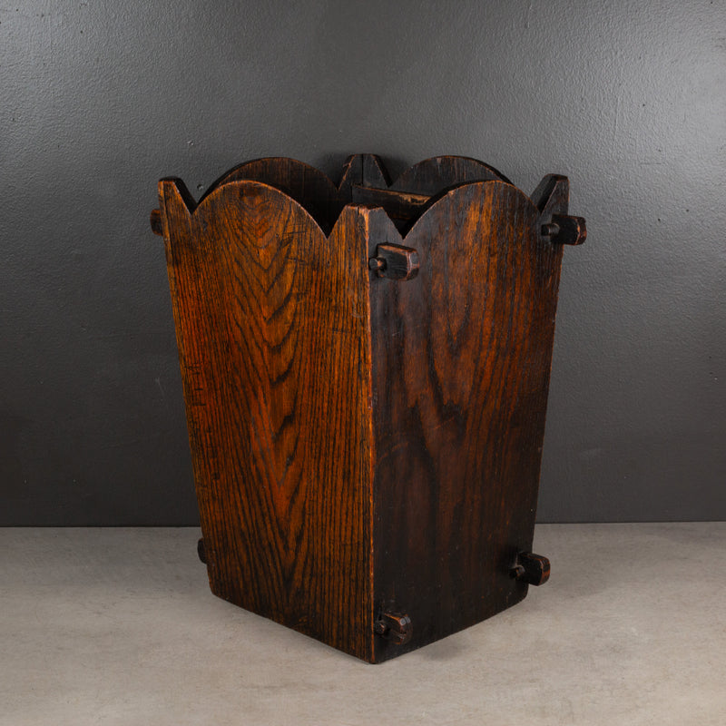 19th c. Primitive Oak Umbrella Stand or Waste Paper Basket c.1800s