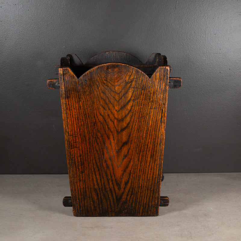 19th c. Primitive Oak Umbrella Stand or Waste Paper Basket c.1800s